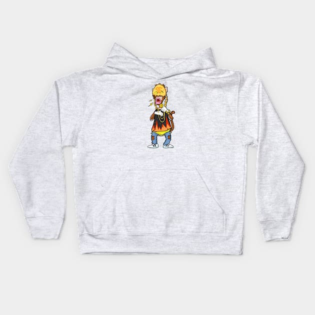 Dope Slluks monkey character rapping on the mic illustration Kids Hoodie by slluks_shop